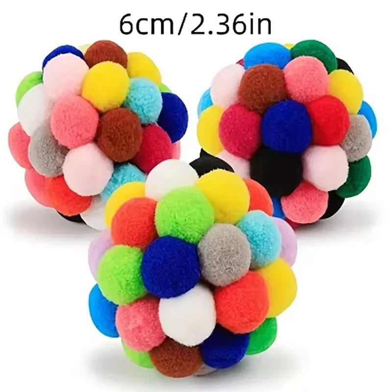 Jouets pour Chats – Balles en Peluche Colorées avec Clochettes (Lot de 1 ou 3)
