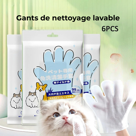 Gants de nettoyage pour chat sans rinçage