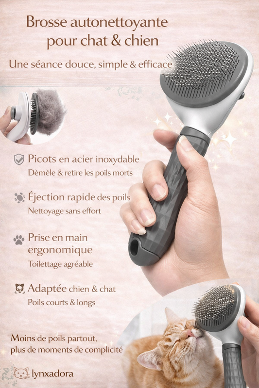 Brosse autonettoyante pour animaux