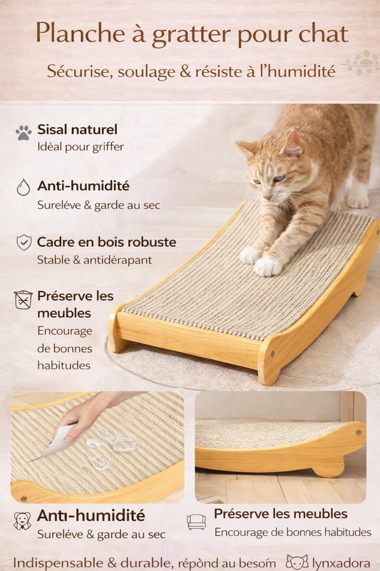 Planche à gratter pour chat en bois et sisal