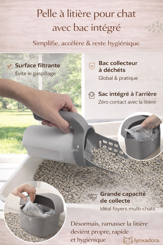 Pelle à litière pour chat avec bac intégré