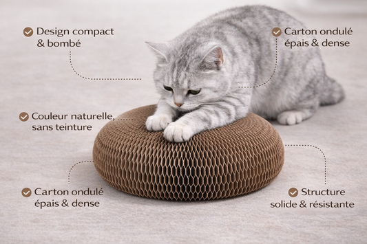 Griffoir & Nid en Carton Ondulé pour Chats – Résistant & Confortable
