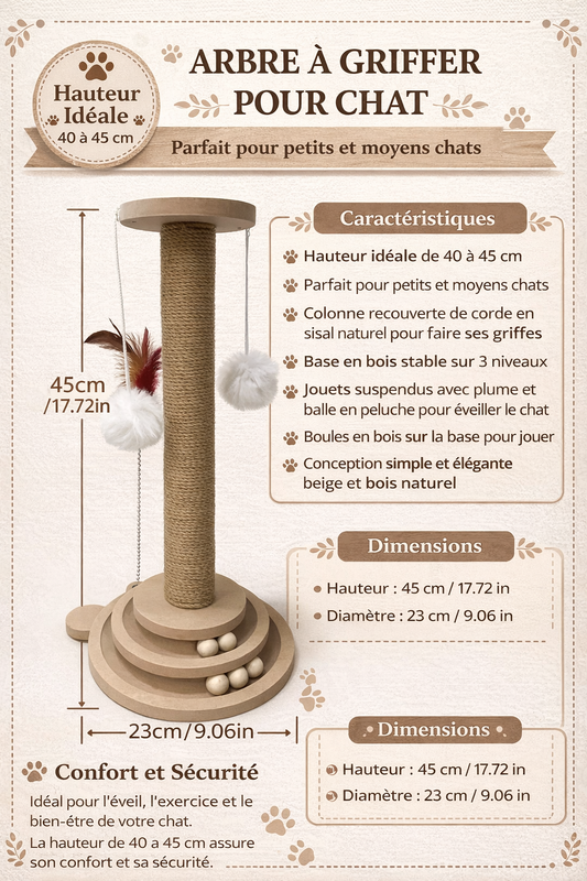 Jouet Interactif en Bois pour Chats