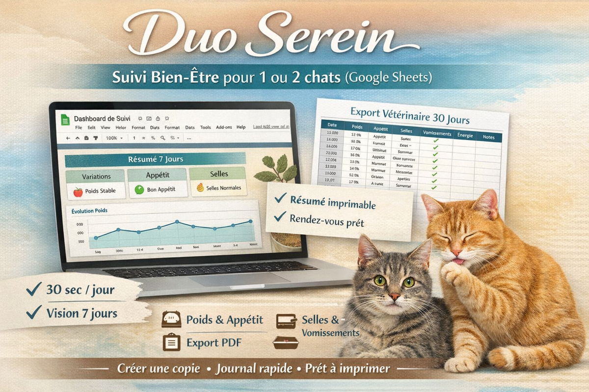 Duo Serein — Suivi Bien-Être Chat (Google Sheets)