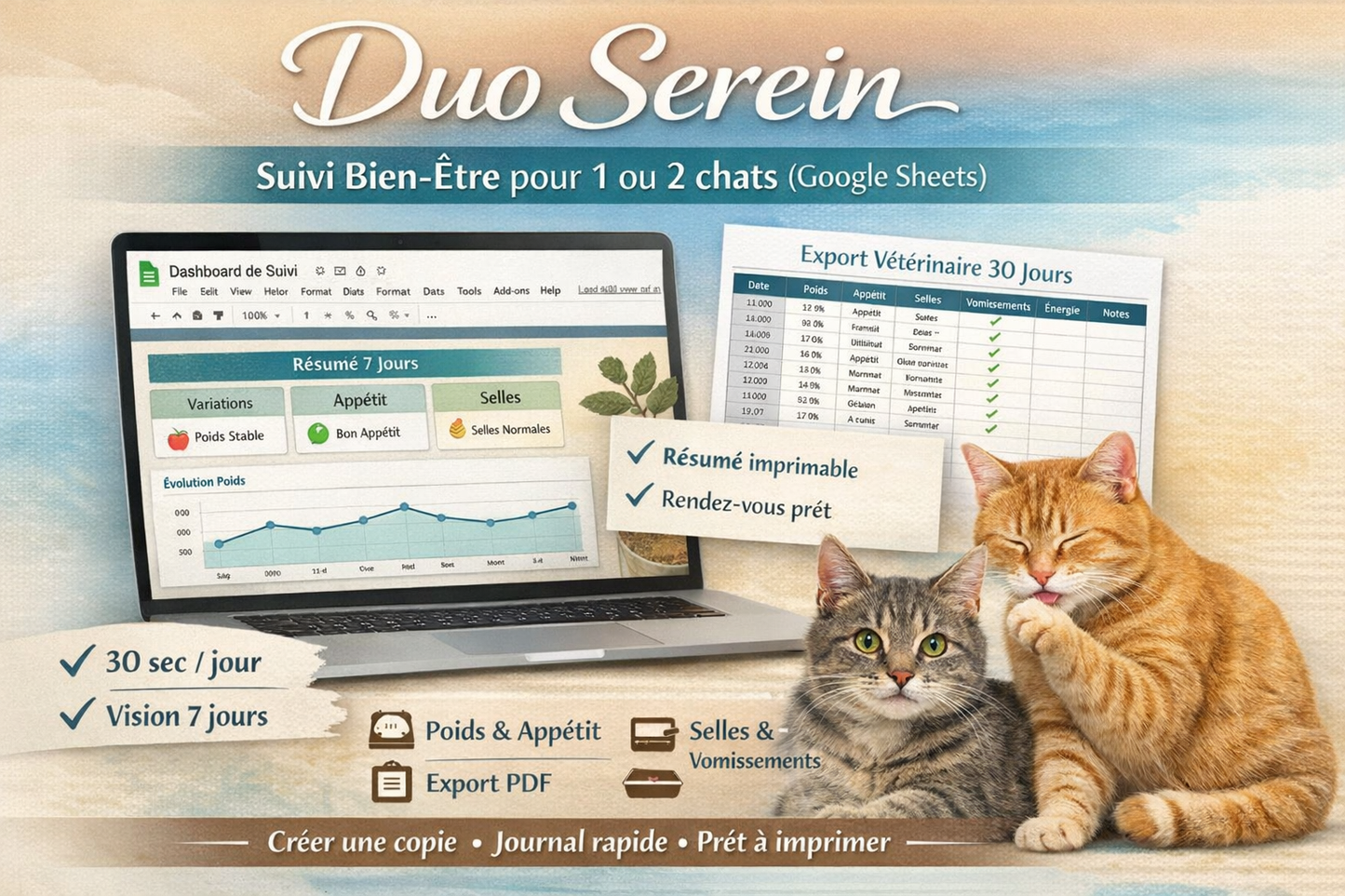 Duo Serein — Suivi Bien-Être Chat (Google Sheets)