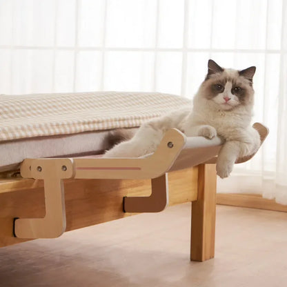 Hamac Suspendu pour Chat en Bois & Toile Coton