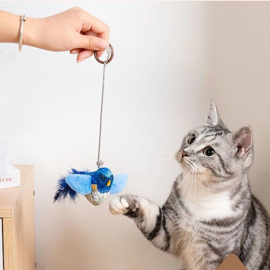Jouet Oiseau Interactif pour Chats – Avec Son & Herbe à Chat