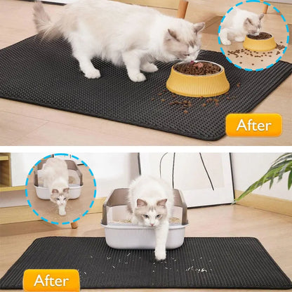 Tapis de litière pour chat double couche