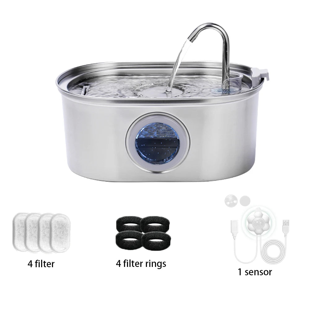 Fontaine à eau pour chats en acier inoxydable 3,2 L