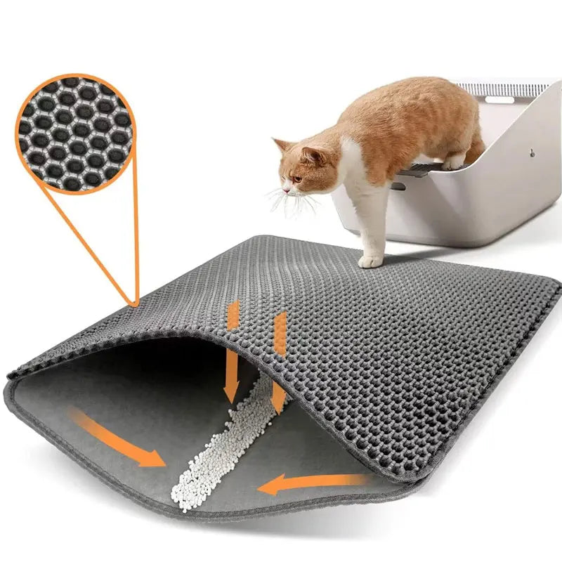Tapis de litière pour chat double couche